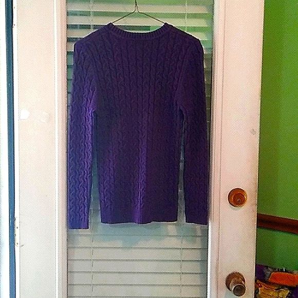 Croft & Barrow medium purple long sleeved crew neck cardigan - Picture 4 of 5